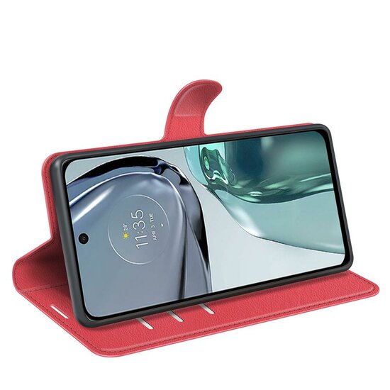 Motorola Moto G62 Hoesje - MobyDefend Kunstleren Wallet Book Case (Sluiting Voorkant) - Rood