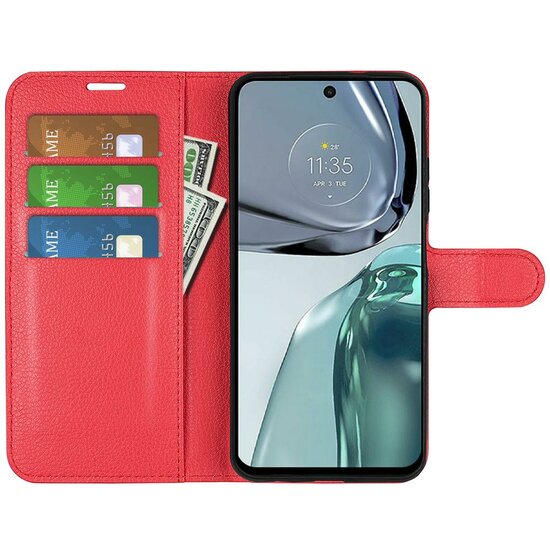 Motorola Moto G62 Hoesje, MobyDefend Kunstleren Wallet Book Case (Sluiting Voorkant), Rood
