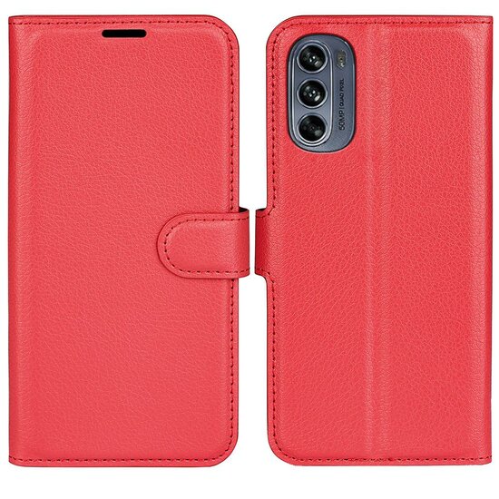 Motorola Moto G62 Hoesje - MobyDefend Kunstleren Wallet Book Case (Sluiting Voorkant) - Rood