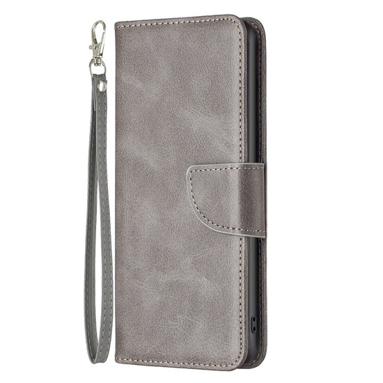 Motorola Moto G62 Hoesje - MobyDefend Wallet Book Case Met Koord - Grijs