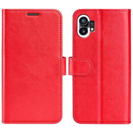 Nothing Phone 1 Hoesje, MobyDefend Wallet Book Case (Sluiting Achterkant), Rood