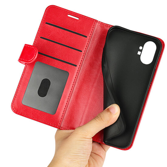 Nothing Phone 1 Hoesje - MobyDefend Wallet Book Case (Sluiting Achterkant) - Rood