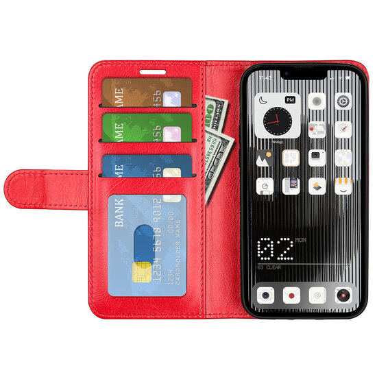 Nothing Phone 1 Hoesje, MobyDefend Wallet Book Case (Sluiting Achterkant), Rood