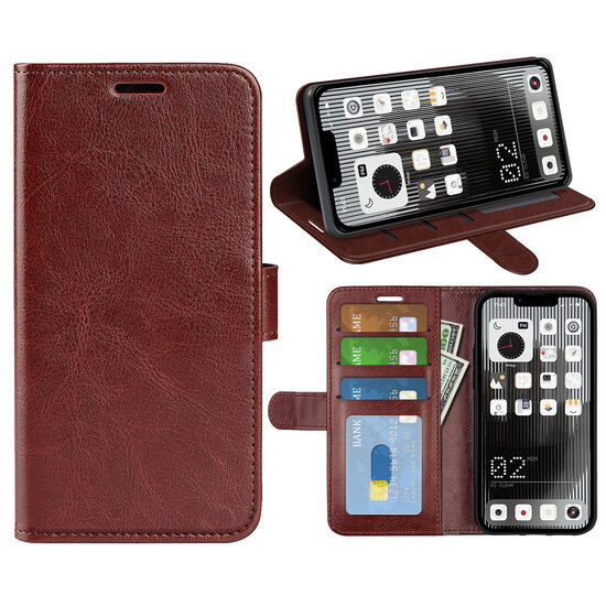 Nothing Phone 1 Hoesje, MobyDefend Wallet Book Case (Sluiting Achterkant), Bruin