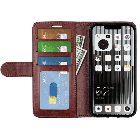 Nothing Phone 1 Hoesje - MobyDefend Wallet Book Case (Sluiting Achterkant) - Bruin