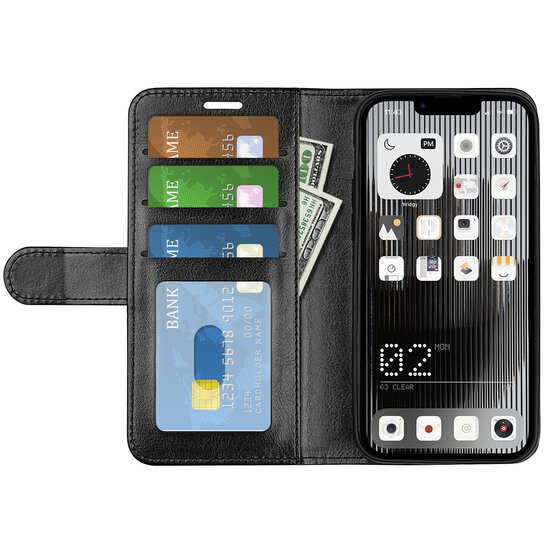 Nothing Phone 1 Hoesje, MobyDefend Wallet Book Case (Sluiting Achterkant), Zwart