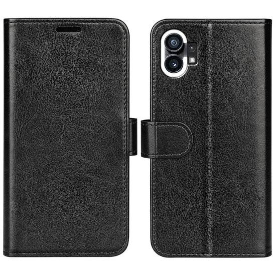 Nothing Phone 1 Hoesje, MobyDefend Wallet Book Case (Sluiting Achterkant), Zwart