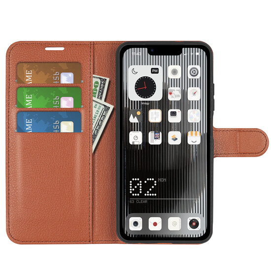 Nothing Phone 1 Hoesje - MobyDefend Kunstleren Wallet Book Case (Sluiting Voorkant) - Bruin
