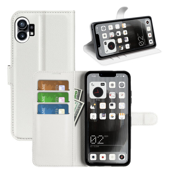 Nothing Phone 1 Hoesje, MobyDefend Kunstleren Wallet Book Case (Sluiting Voorkant), Wit
