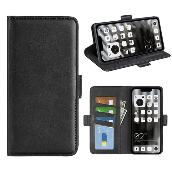 Nothing Phone 1 Hoesje, MobyDefend Luxe Wallet Book Case (Sluiting Zijkant), Zwart