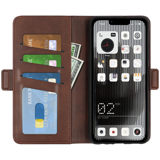 Nothing Phone 1 Hoesje, MobyDefend Luxe Wallet Book Case (Sluiting Zijkant), Bruin