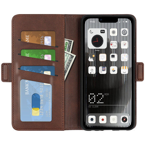 Nothing Phone 1 Hoesje - MobyDefend Luxe Wallet Book Case (Sluiting Zijkant) - Bruin