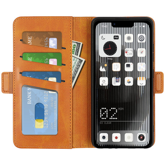 Nothing Phone 1 Hoesje - MobyDefend Luxe Wallet Book Case (Sluiting Zijkant) - Lichtbruin