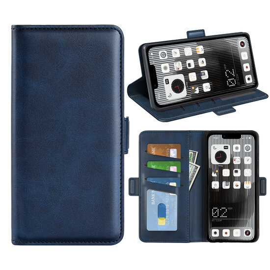 Nothing Phone 1 Hoesje, MobyDefend Luxe Wallet Book Case (Sluiting Zijkant), Blauw