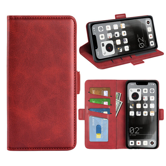 Nothing Phone 1 Hoesje, MobyDefend Luxe Wallet Book Case (Sluiting Zijkant), Rood