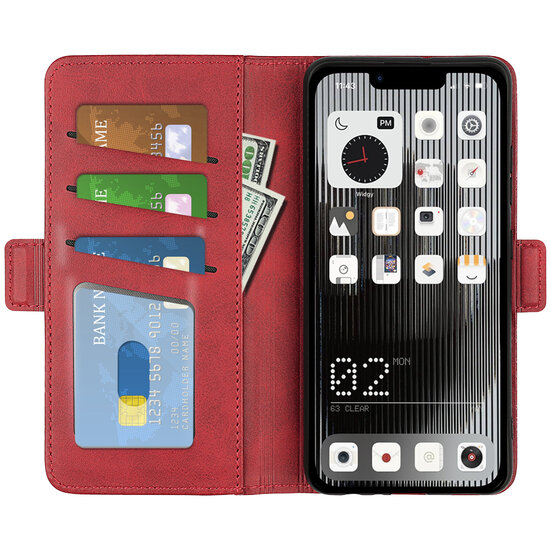 Nothing Phone 1 Hoesje - MobyDefend Luxe Wallet Book Case (Sluiting Zijkant) - Rood