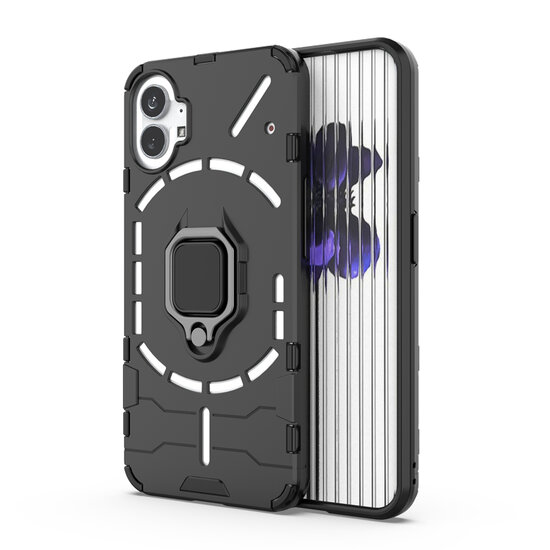 Nothing Phone 1 Hoesje - MobyDefend Dubbelgelaagde Pantsercase Met Standaard - Zwart