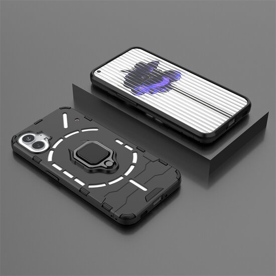 Nothing Phone 1 Hoesje - MobyDefend Dubbelgelaagde Pantsercase Met Standaard - Blauw
