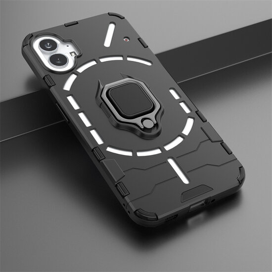 Nothing Phone 1 Hoesje - MobyDefend Dubbelgelaagde Pantsercase Met Standaard - Blauw