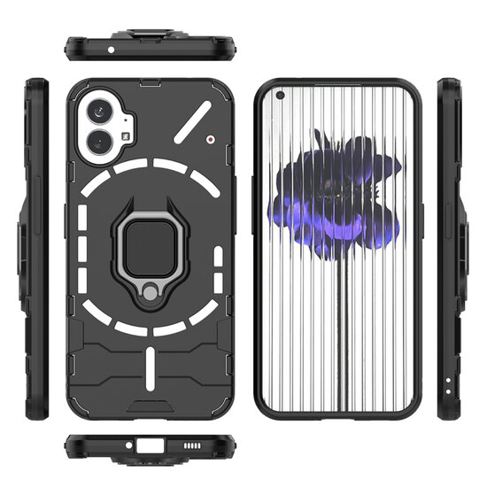 Nothing Phone 1 Hoesje - MobyDefend Dubbelgelaagde Pantsercase Met Standaard - Blauw