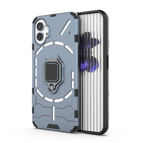 Nothing Phone 1 Hoesje - MobyDefend Dubbelgelaagde Pantsercase Met Standaard - Blauw