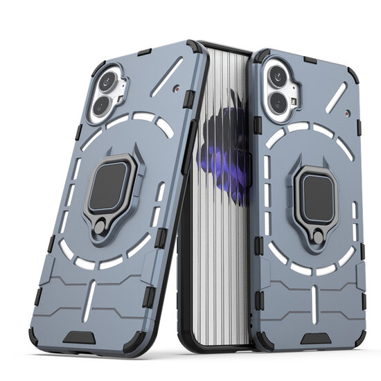 Nothing Phone 1 Hoesje - MobyDefend Dubbelgelaagde Pantsercase Met Standaard - Blauw