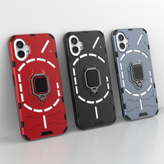 Nothing Phone 1 Hoesje, MobyDefend Dubbelgelaagde Pantsercase Met Standaard, Rood