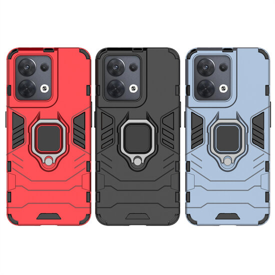 Oppo Reno 8 Hoesje - MobyDefend Dubbelgelaagde Pantsercase Met Standaard - Rood
