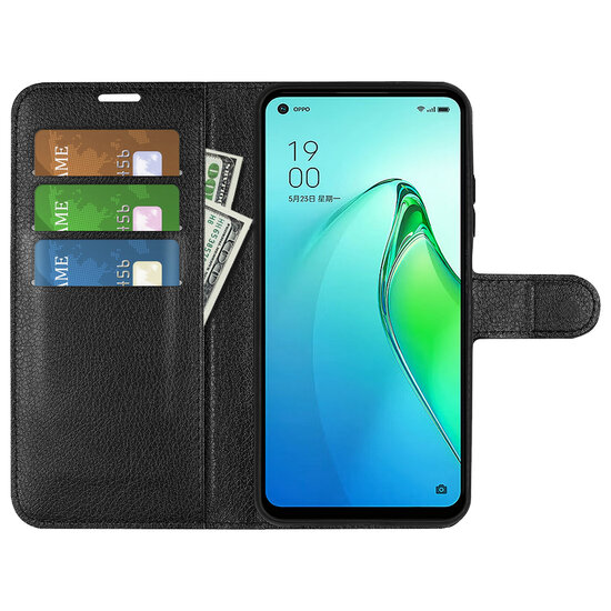 Oppo Reno 8 Pro Hoesje, MobyDefend Kunstleren Wallet Book Case (Sluiting Voorkant), Zwart