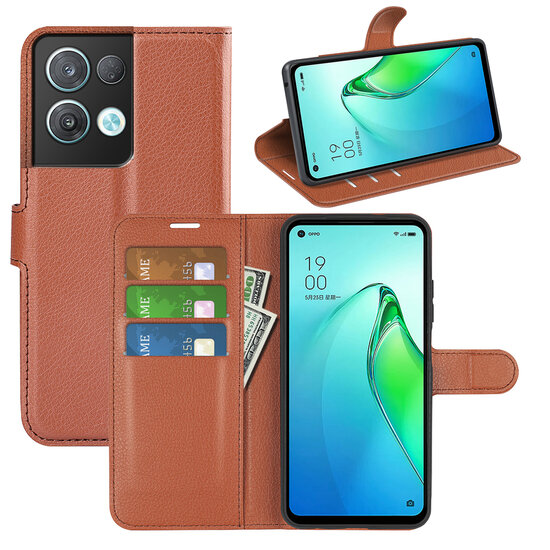 Oppo Reno 8 Pro Hoesje, MobyDefend Kunstleren Wallet Book Case (Sluiting Voorkant), Bruin