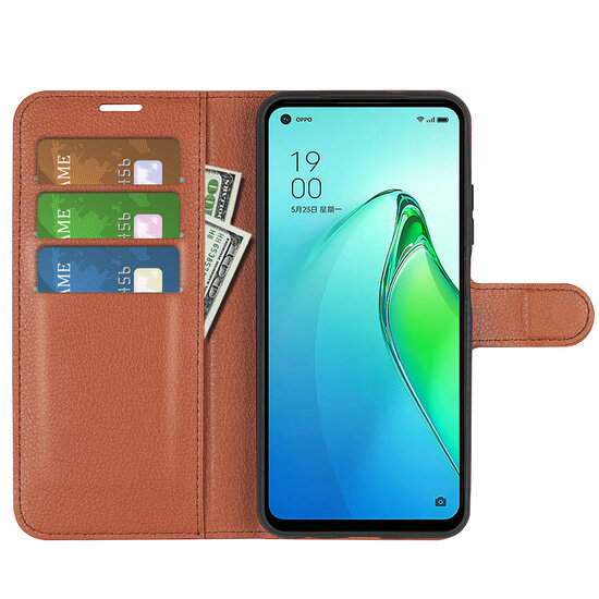 Oppo Reno 8 Pro Hoesje, MobyDefend Kunstleren Wallet Book Case (Sluiting Voorkant), Bruin