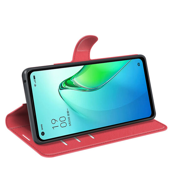 Oppo Reno 8 Pro Hoesje - MobyDefend Kunstleren Wallet Book Case (Sluiting Voorkant) - Rood