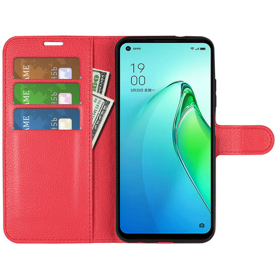 Oppo Reno 8 Pro Hoesje, MobyDefend Kunstleren Wallet Book Case (Sluiting Voorkant), Rood