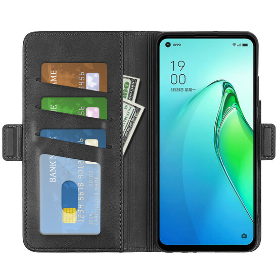 Oppo Reno 8 Pro Hoesje, MobyDefend Luxe Wallet Book Case (Sluiting Zijkant), Zwart