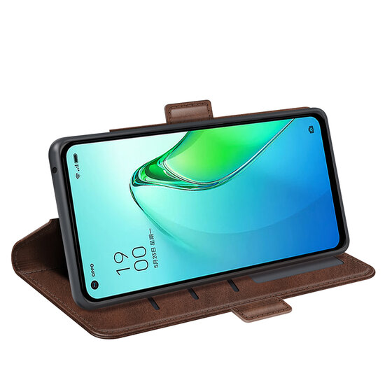Oppo Reno 8 Pro Hoesje - MobyDefend Luxe Wallet Book Case (Sluiting Zijkant) - Bruin
