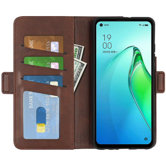 Oppo Reno 8 Pro Hoesje, MobyDefend Luxe Wallet Book Case (Sluiting Zijkant), Bruin