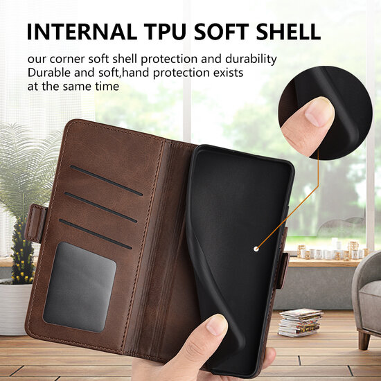 Oppo Reno 8 Pro Hoesje - MobyDefend Luxe Wallet Book Case (Sluiting Zijkant) - Lichtbruin