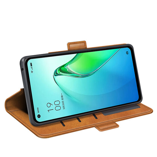 Oppo Reno 8 Pro Hoesje - MobyDefend Luxe Wallet Book Case (Sluiting Zijkant) - Lichtbruin