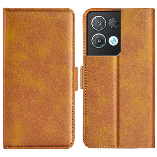 Oppo Reno 8 Pro Hoesje - MobyDefend Luxe Wallet Book Case (Sluiting Zijkant) - Lichtbruin