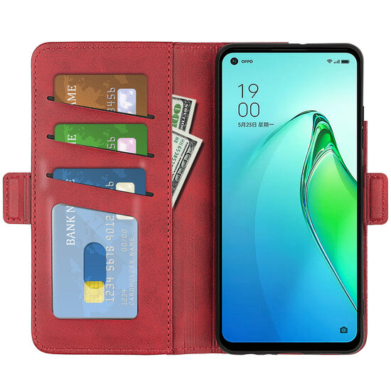 Oppo Reno 8 Pro Hoesje - MobyDefend Luxe Wallet Book Case (Sluiting Zijkant) - Rood