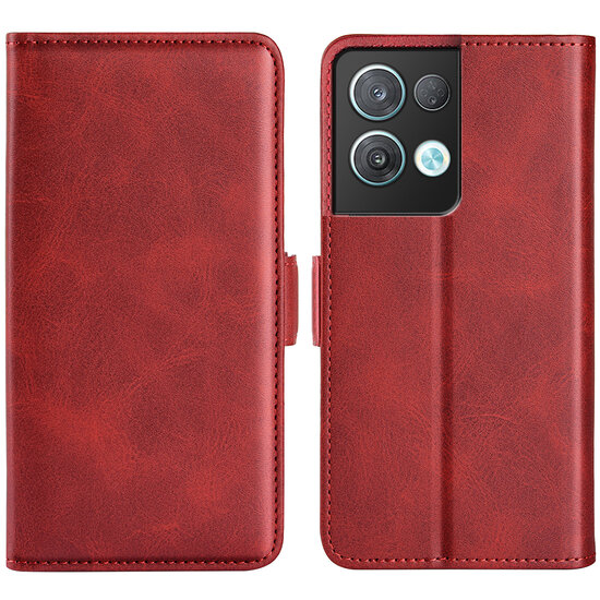Oppo Reno 8 Pro Hoesje - MobyDefend Luxe Wallet Book Case (Sluiting Zijkant) - Rood