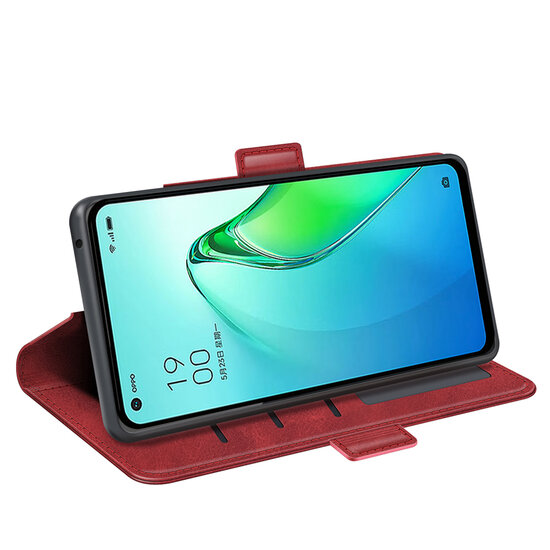 Oppo Reno 8 Pro Hoesje - MobyDefend Luxe Wallet Book Case (Sluiting Zijkant) - Rood