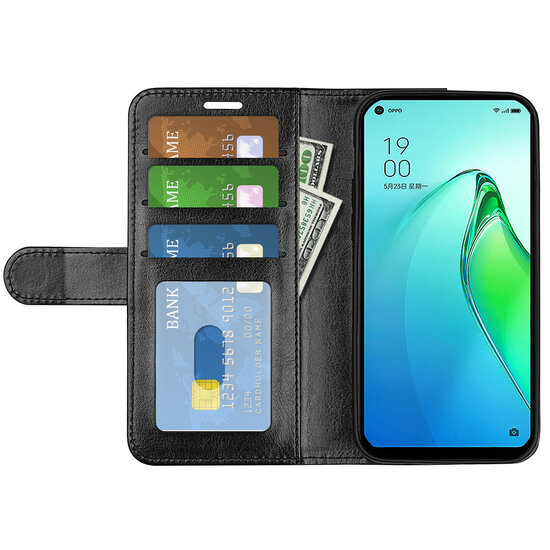 Oppo Reno 8 Pro Hoesje, MobyDefend Wallet Book Case (Sluiting Achterkant), Zwart