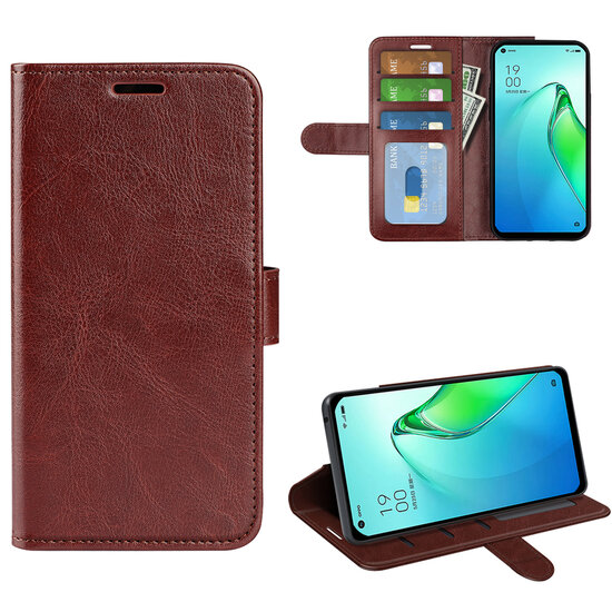 Oppo Reno 8 Pro Hoesje, MobyDefend Wallet Book Case (Sluiting Achterkant), Bruin