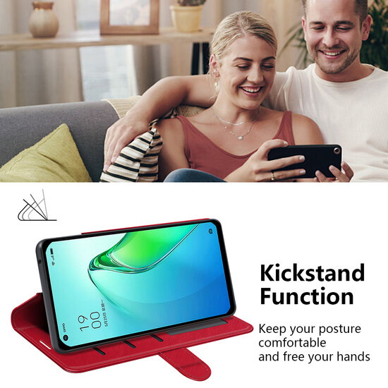Oppo Reno 8 Pro Hoesje - MobyDefend Wallet Book Case (Sluiting Achterkant) - Rood