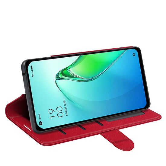 Oppo Reno 8 Pro Hoesje - MobyDefend Wallet Book Case (Sluiting Achterkant) - Rood