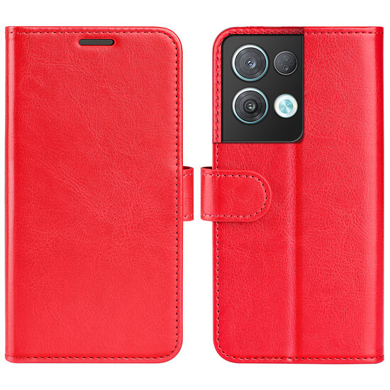 Oppo Reno 8 Pro Hoesje - MobyDefend Wallet Book Case (Sluiting Achterkant) - Rood