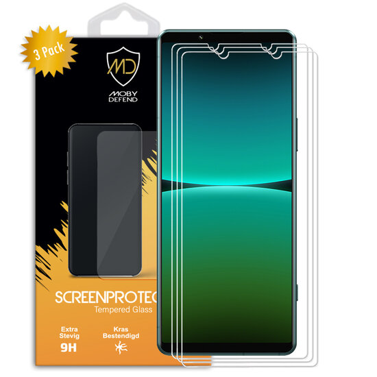3-Pack Sony Xperia 5 IV Screenprotectors - MobyDefend Case-Friendly Screensaver - Gehard Glas