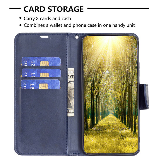iPhone 14 Plus Hoesje, MobyDefend Wallet Book Case Met Koord, Blauw