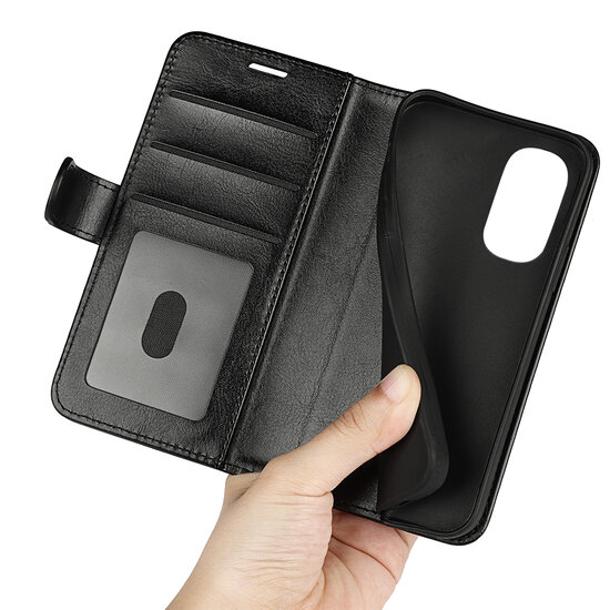 Motorola Moto G32 Hoesje - MobyDefend Wallet Book Case (Sluiting Achterkant) - Zwart